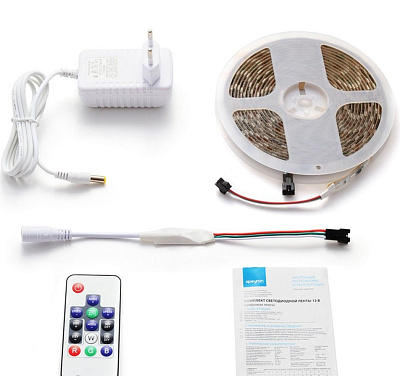Комплект светодиодной ленты Apeyron 12V 14,4W 60Led IP65 RGB 5м 10мм бел 5050 85ЦЛ