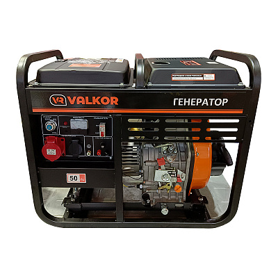Генератор Valkor VR-6500 DE дизель 5 кВт 9 лс 16 л 97 кг 1,6 л/ч эл старт колеса