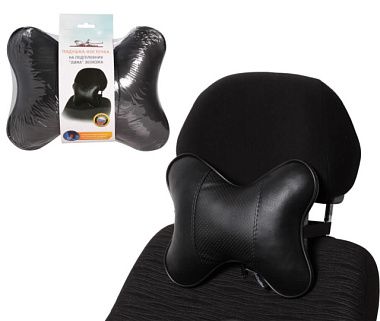 Подушка на подголовник Airline искусственная кожа черная ASP-B-05