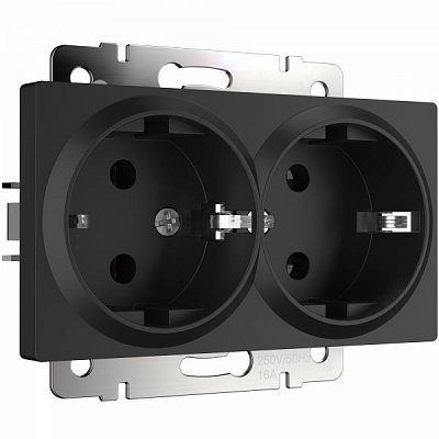 Розетка Werkel двойная с заземлением черный матовый W1172008