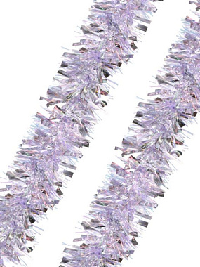 Мишура новогодняя Феникс-Презент Серебро с нежно-фиолетовым из ПЭТ 15*200 см 80459