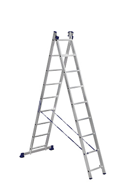 Лестница Алюмет алюминиевая двухсекционная 9 ступеней 5209