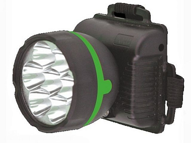 Фонарь Ultraflash Эконом 909LED7 светодиодный налобный пластик пов.отраж.черный 7св/д 0.9W 483210