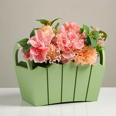 Кашпо Дарим красиво Мария деревянное ручки боковые МДФ оливка 25,5*16,5*17,5 см 5309152