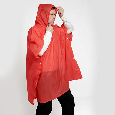 Дождевик-пончо MasterProf на кнопках в мешочке красный PEVA ДС.071531