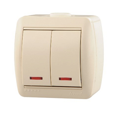 Выключатель Lezard ОП Ната 710-0300-112 2-кл с индикатором кремовый 193058