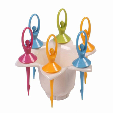 Набор шпажек для канапе Балерины с подставкой из АБС-пластика и полистирола 6 шт 44963**