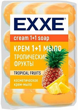 Мыло-крем Exxe 1+1 косметическое Тропические фрукты 4*75 г