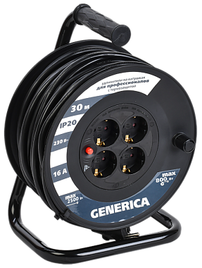 Удлинитель IEK Generica силовой УК30 с термозащитой 4 места 2P+PE/30м 3*1.5мм2