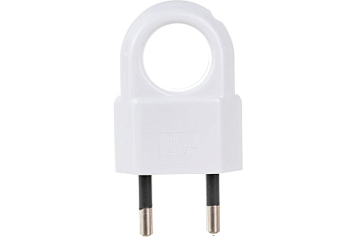 Евровилка Duwi CEE 7/16 прямая пластиковая б/з с кольцом 10А 250В IP20 белая 30474 6