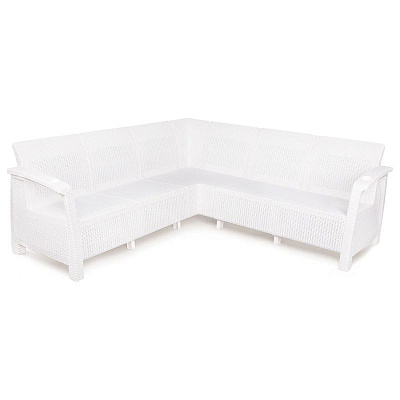 Диван Альтернатива Ротанг-плюс угловой белый баз М8347