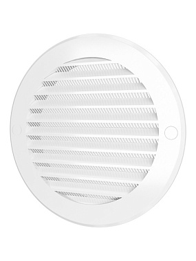 Решетка вентиляционная Era круглая с пластиковой сеткой D130 вытяжная АБС с фланцем D100 10РКС