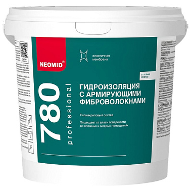Гидроизоляция Neomid с армирующими фиброволокнами для влажных и мокрых помещений 6 кг 247738