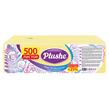Салфетки Plushe Maxi Professional пастель в ассортименте 1 сл 24*24 см 500 л КА-486