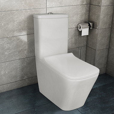 Унитаз Azario Quadro торнадо напольный безободковый с бачком и сиденьем м/лифт ДП AZ-2175 UQ1