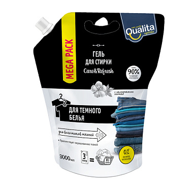 Гель для стирки Qualita для темного белья дой-пак 3000 мл