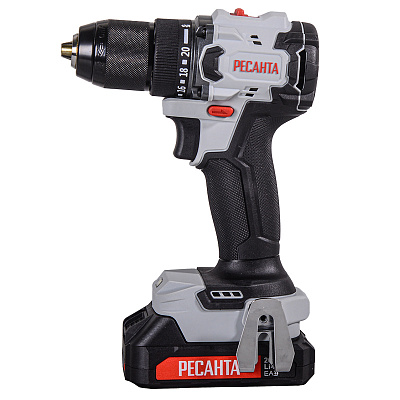 Дрель-шуруповерт Ресанта ДА-20-2ЛК-БП аккумуляторная бесщеточный двигатель 70Нм 75/14/15