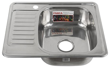 Мойка Fabia врезная правая 58*48*16 см толщ 0,8 мм большой сифон с переливом 5848R