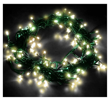 Гирлянда Феникс-Презент 100 LED ламп теплый белый свет 8 режимов питание от сети 10 м 92821