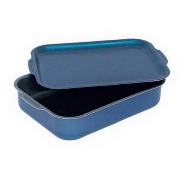 Противень алюминиевый антипригарное покрытие прямоугольный с крышкой 25 см 63252