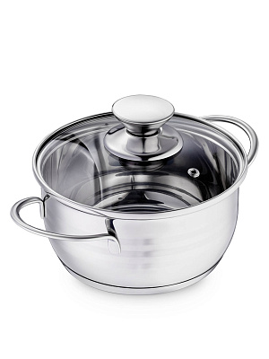 Кастрюля Regent Inox Linea Bimbo со стеклянной крышкой 1л 14*7 см 93-BIMv-03