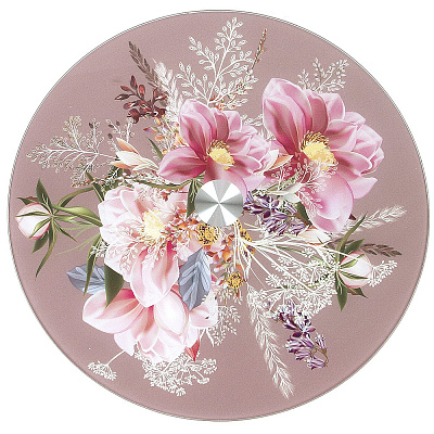 Блюдо для сервировки стола Nouvelle Home Розовый букет вращающ. стекло d=19/32см h=2,2см 5341256