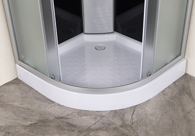 Душевая кабина Eva Gold F901BS полукруг низ под рифл стек черн стен хром матовый проф 3к 90*90 см