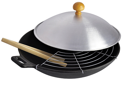 Вок Regent Inox Ferro с алюминиевой крышкой D37*9,5 см 93-FE-7-37