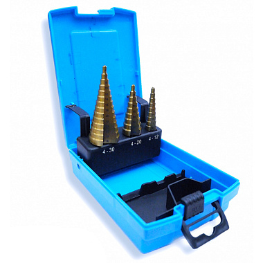 Набор сверл Neutrino HSS ступенчатых по металлу 4-12 мм 4-20 мм 4-30 мм 500006