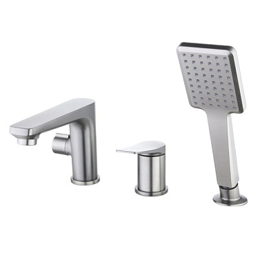 Смеситель Lemark Bronx для ванны встраиваемый на 3 отверстия с аксессуарами графит 3745GM*