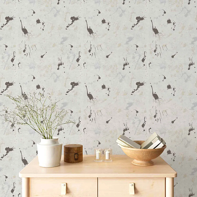 Обои МОФ Дроп бумажные дуплекс с пал. зол. и сер. черно-белый 0,53*10,05 м 6308-1