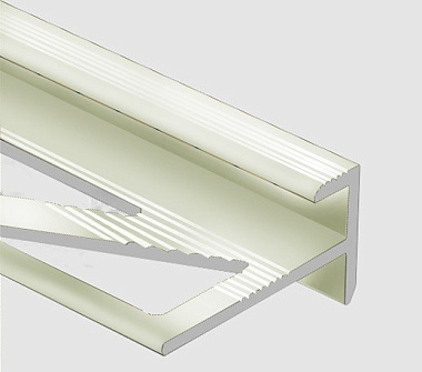 Профиль Cezar F-образный лестничный алюминий титан блестящий 10 мм*2,7 м PV53-17 2613TI