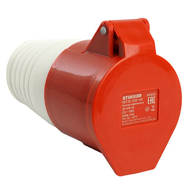 Розетка Stekker силовая переносная CEE ST-225 3P+PE+N 32А 380В IP44 RST32-225-44 49443