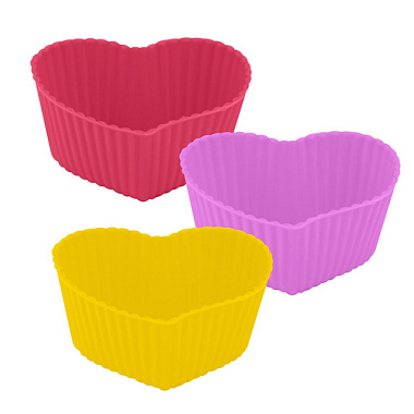 Набор силиконовых форм Мультидом Сердце для маффинов и желе 6 шт VL80-293