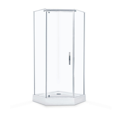 Душевое ограждение Eva Gold трапеция без поддона прозрачное стекло 90*90*185 см JY028