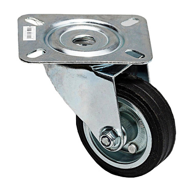Опора колесная Стройбат поворотная на площадке сталь/резина 125 мм