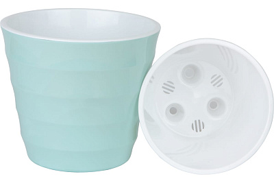 Горшок Live-in-green Лаура пластиковый с вкладкой мята- белый 1,4 л ЛР14-14