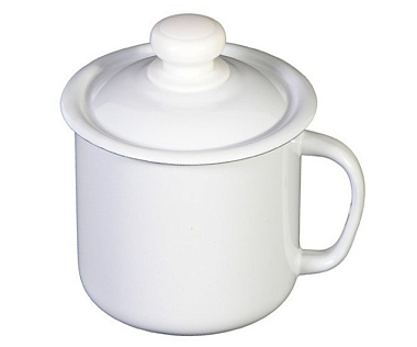 Кружка эмалированная с крышкой без рисунка 1 л С40207.3, С40207.3П