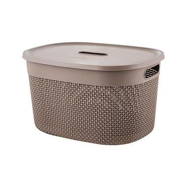 Корзина Plast team Oslo для хранения с крышкой шоколадный мокко 18 л PT135310015