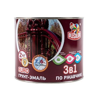 Грунт-эмаль Olecolor по ржавчине красный 3020 2 кг