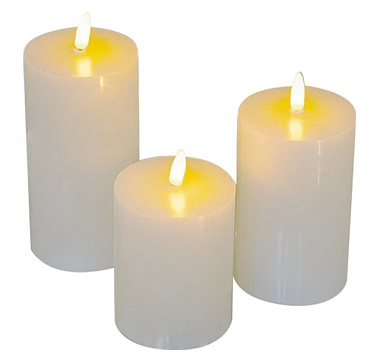 Светильник Lucia Свеча 3 восковые LED свечи имитирующие пламя белый H10/12.5/15 см 330-07