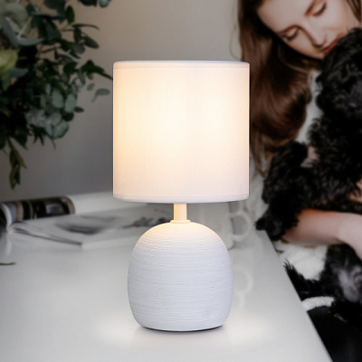 Лампа настольная Rivoli Sheron с абажуром керамика белая 1*Е14 40 Вт 7044-502***