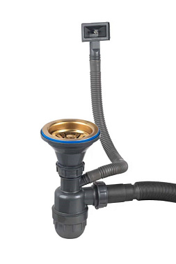 Сифон для мойки Zegor с выпуском 3 1/2 с прямоугольным переливом золото ZP-MLS01KG