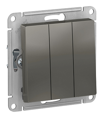 Выключатель Systeme Electric Atlasdesign трехклавишный схема 1+1+1 10АХ механизм сталь ATN000931
