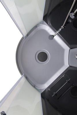 Душевая кабина Eva Gold F901BS полукруг низ под рифл стек черн стен хром матовый проф 3к 90*90 см