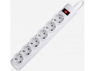 Сетевой фильтр Defender DFS-153 3м 220В 10А 6 розеток с з/к, выкл., белый