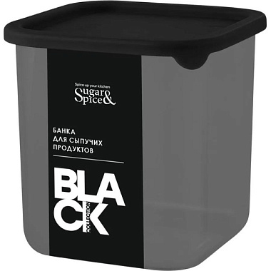 Банка Sugar&Spice Black для сыпучих продуктов квадратная с гибкой крышкой 0,8 л SE168410621