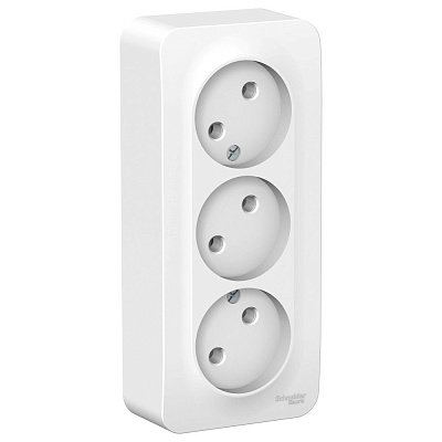 Розетка Schneider Electric Blanca наружная тройная без заземления без штор изол.пл. 16А 250В белый
