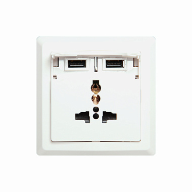 Блок TDM Сенеж 1 мультифункциональный 2П 10А 250В + 2 USВ-порта для зарядки 5В 2,1А ***