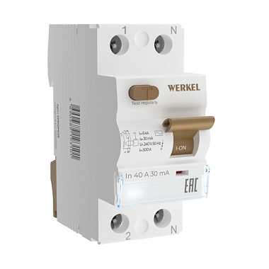 Устройство защитного отключения Werkel 1P+N 40 A 30 mА АС 6 kА W912P406